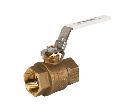 Jomar 100-407GLH 1-1/2 Inch Lead Free Brass Ball Valve, 2 Piece, Full Port, Threaded Connection, Latch Lock, 600 WOG