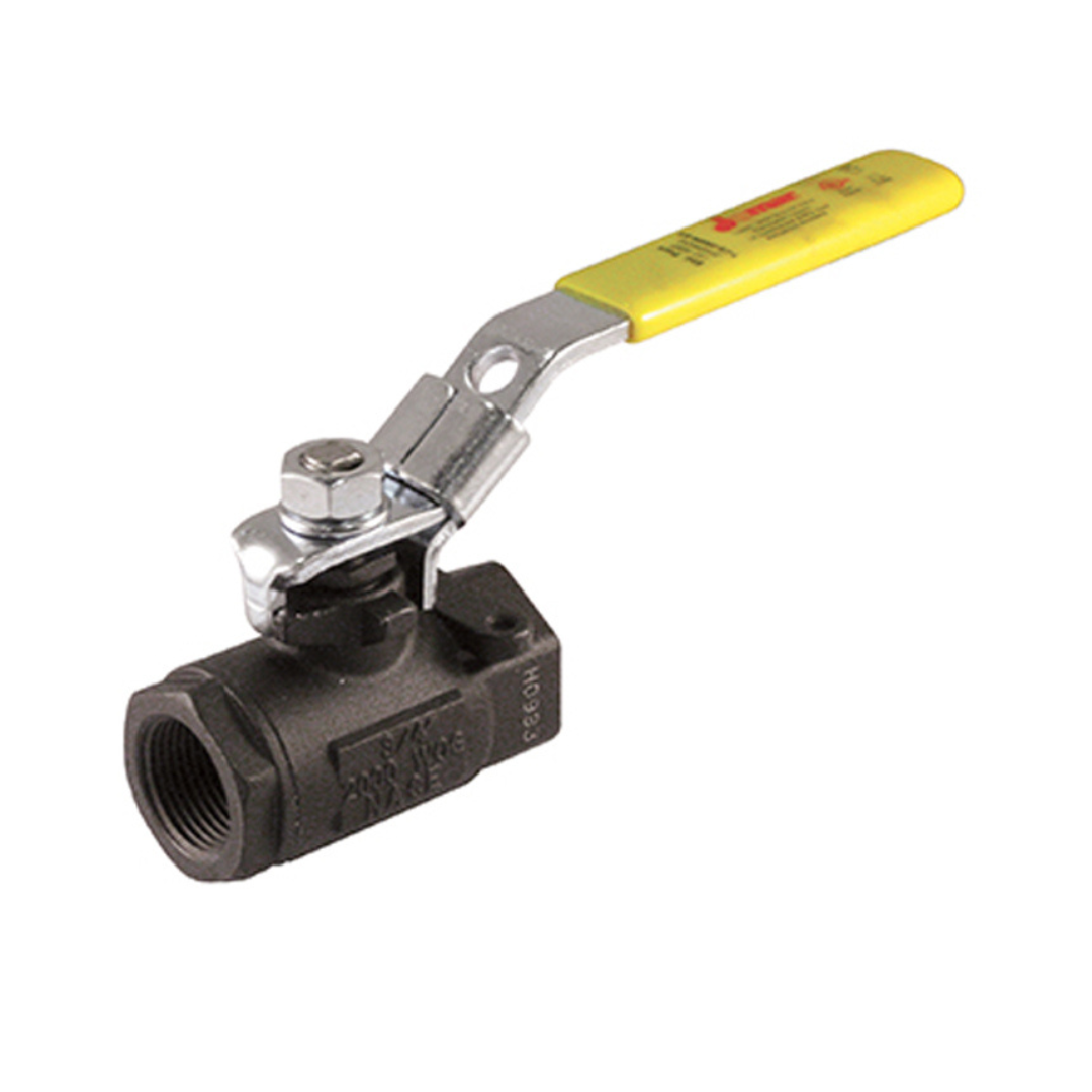 Jomar 100-952 3/8 Inch Carbon Steel Ball Valve 2 Piece, Standard Port, Threaded Connection, 2000 WOG, Stainless Steel Ball and Stem - Carton of 10