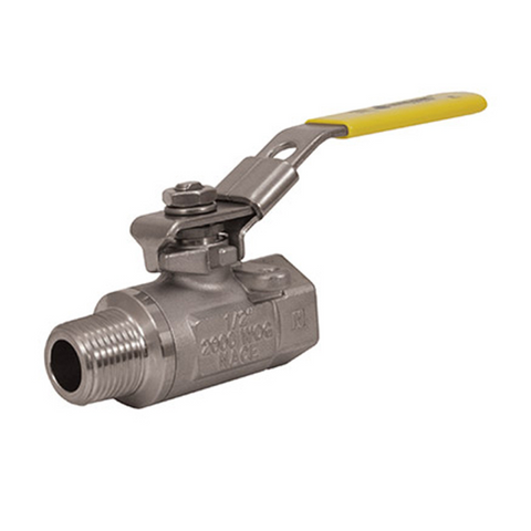 Jomar 101-935 1 Inch Stainless Steel Ball Valve 2 Piece, Standard Port, Male x Female Connection, 2000 WOG