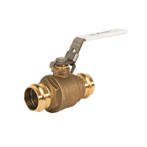 Jomar 100-208GLH 2 Inch Lead Free Brass Ball Valve, 2 Piece, Full Port, Press Connection, Latch Lock, 250 WOG