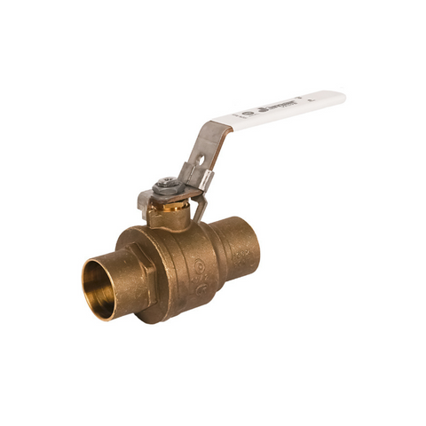 Jomar 100-418SSG 2 Inch Lead Free Brass Ball Valve, 2 Piece, Full Port, Solder Connection, SS Ball & Stem, 600 WOG