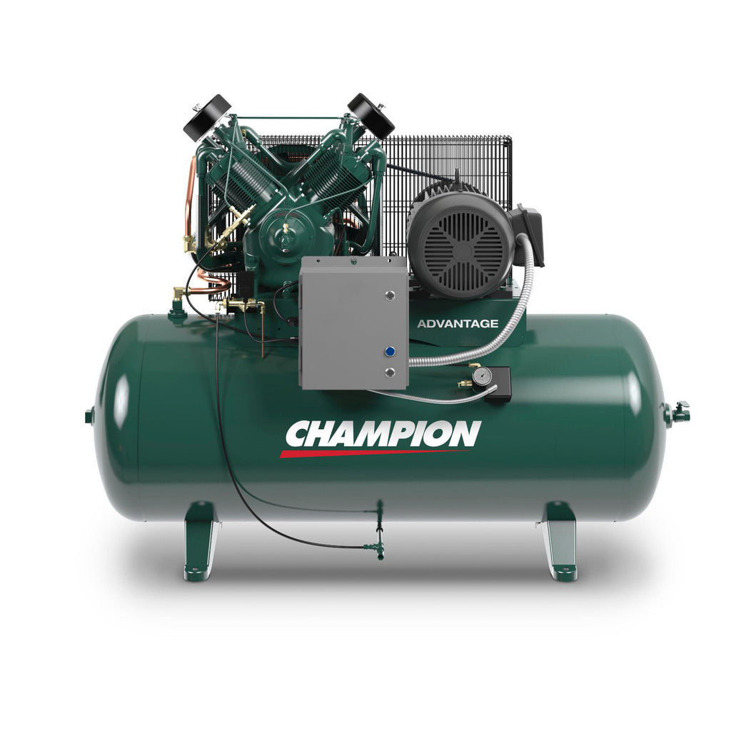 Champion Advantage 10 HP Simplex Air Compressor with Horizontal 120 Gallon Air Tank, 208/230-Volt, 3-Phase