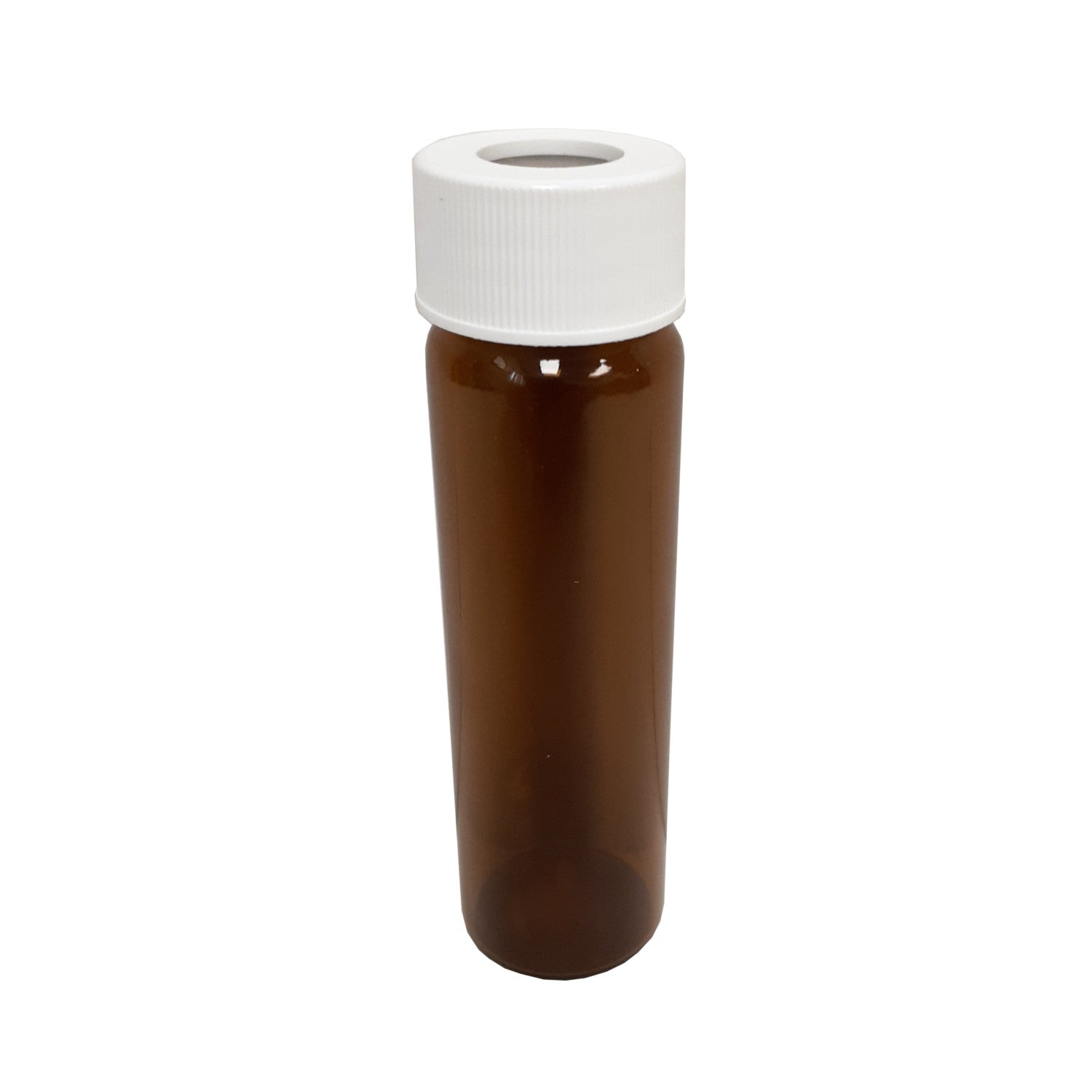 40mL Amber VOA Vial Assembled w/24-414 Open Top (2pc) Teflon/Silicone Septa Cap (72/cs) Greenwood Products 03A-40TS721