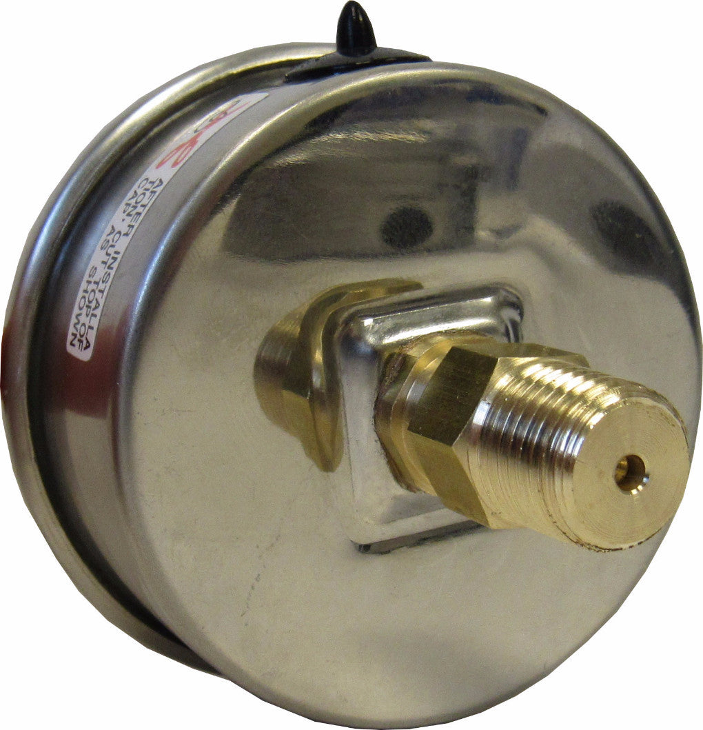 PRM 304 Stainless Steel Pressure Gauge with Brass Internals, 0-30"WC, 2-1/2 Inch Dial, 1/4 Inch NPT Back Mount