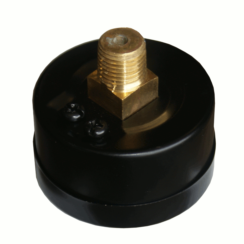 PRM Steel Case Pressure Gauge with Brass Internals, 0-30 PSI, 2 Inch Dial, 1/4 Inch NPT Back Mount