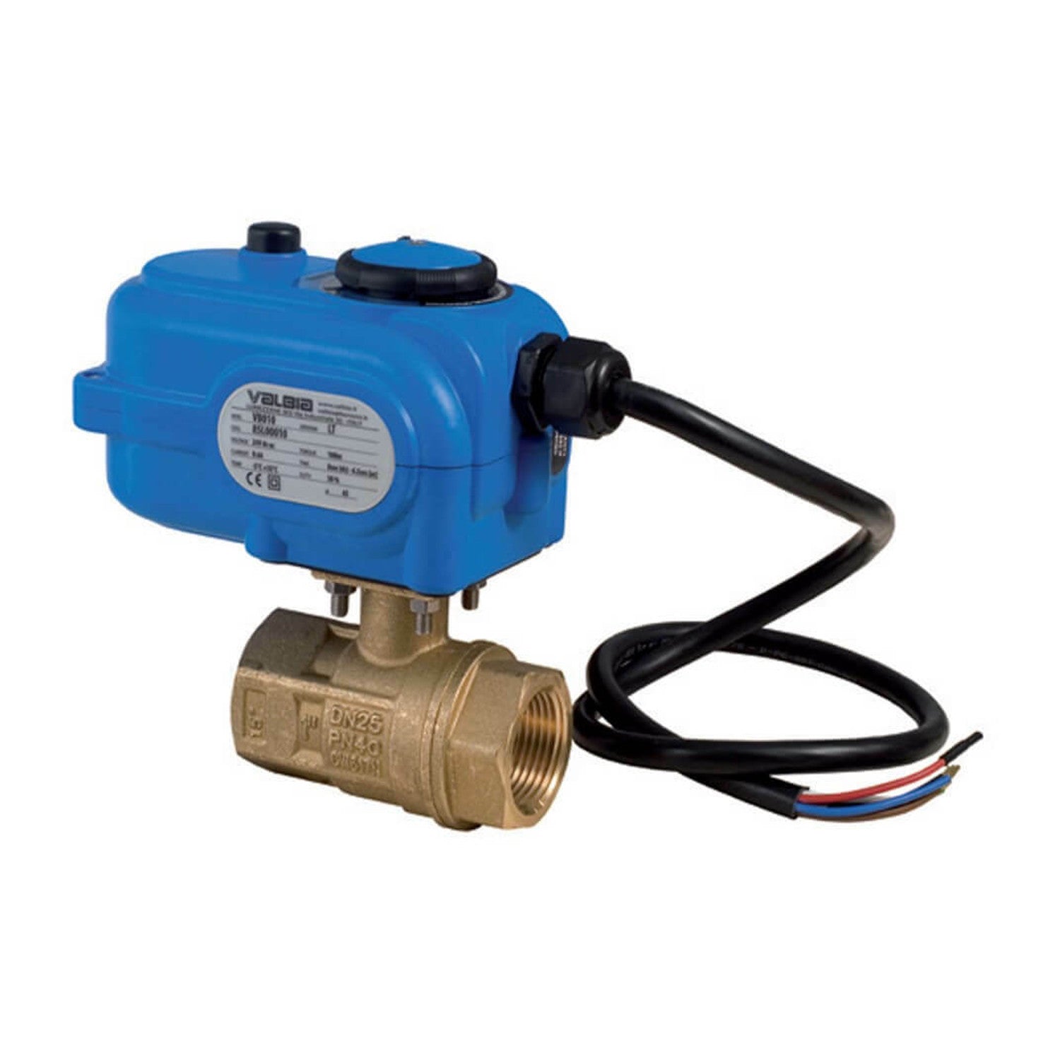 Bonomi 8E864LF-00 Lead Free Actuated Brass Ball Valve with Standard On/Off Plastic Valbia Electric Actuator, Direct Mount, 2-Way, Full Port