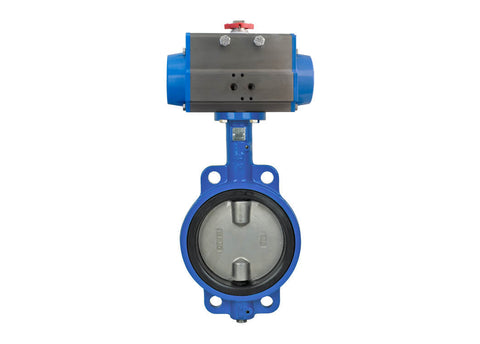 Bonomi DAN500S Wafer Style Epoxy Coated Cast Iron Butterfly Valve, Stainless Steel Disc, Double Acting Actuator 