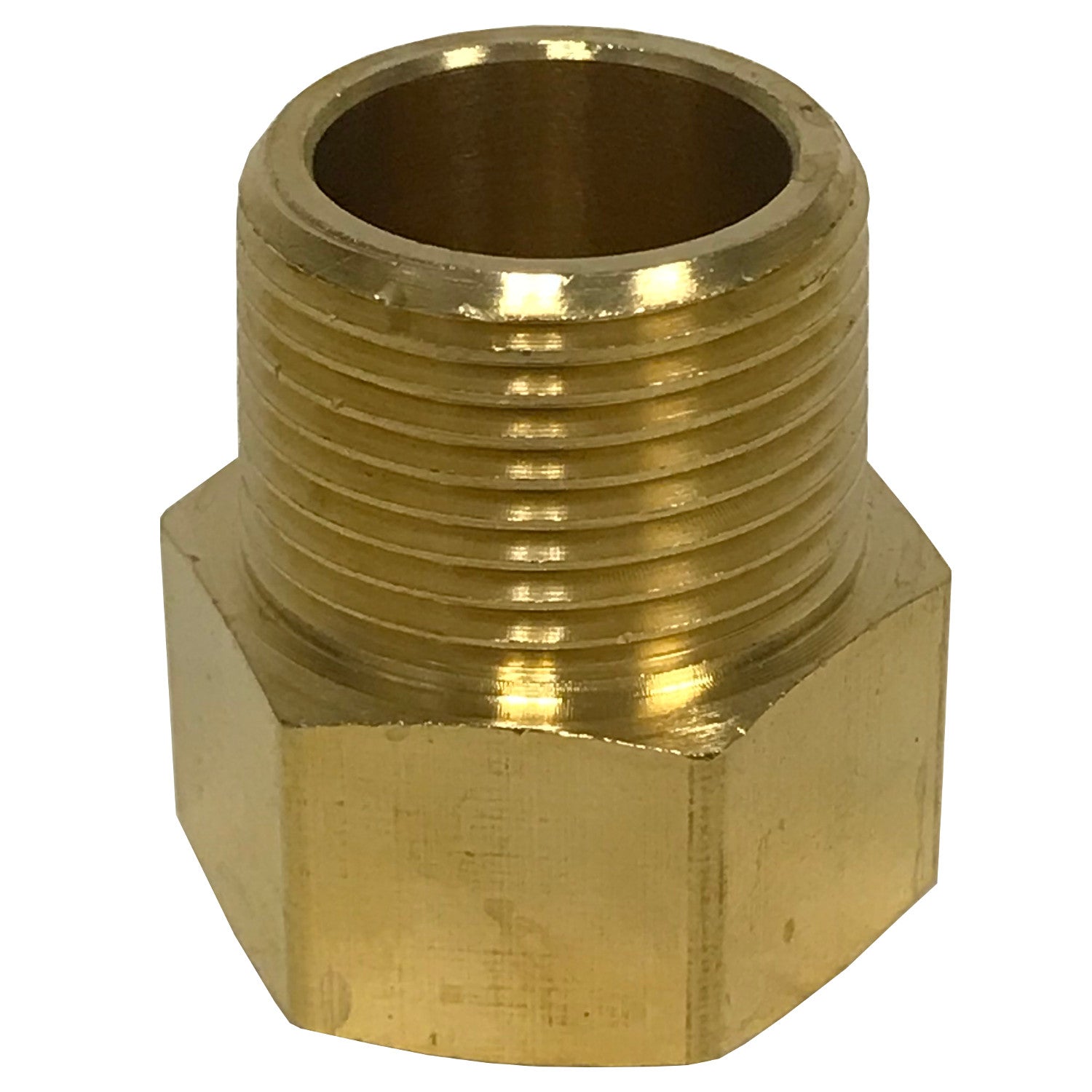 Taisher 5PCS Brass Reducer Hex Bushing Threaded Pipe Fitting 1/2" NPT Male X 3/8" NPT Female Adapter