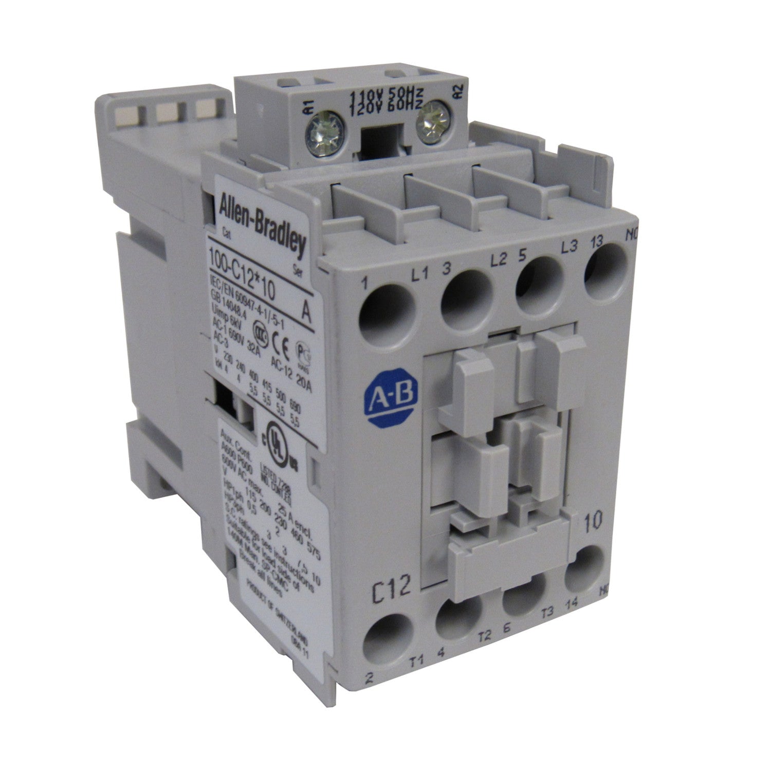 100-C12D10 Allen-Bradley IEC Contactor, 12 Amp, 120VAC Coil