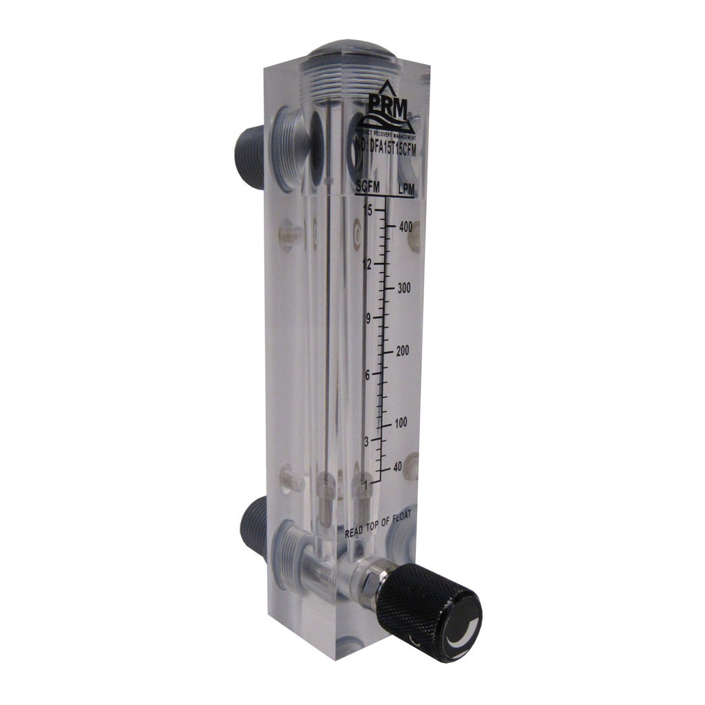 PRM FMDFA15T10 1-10 CFM Air Injection / Air Sparge Rotameter with Integrated Flow Valve