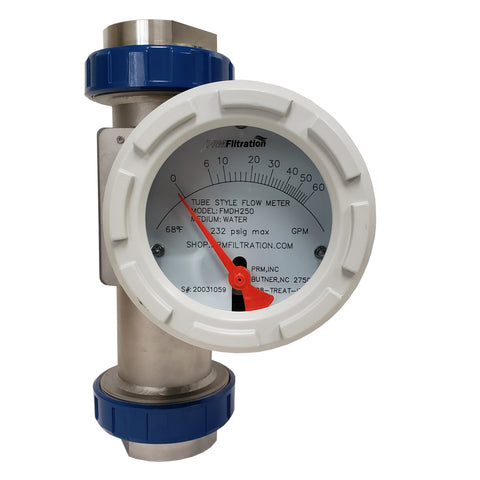 Tube Style Stainless Steel Flow Meter, 1-1/2 Inch