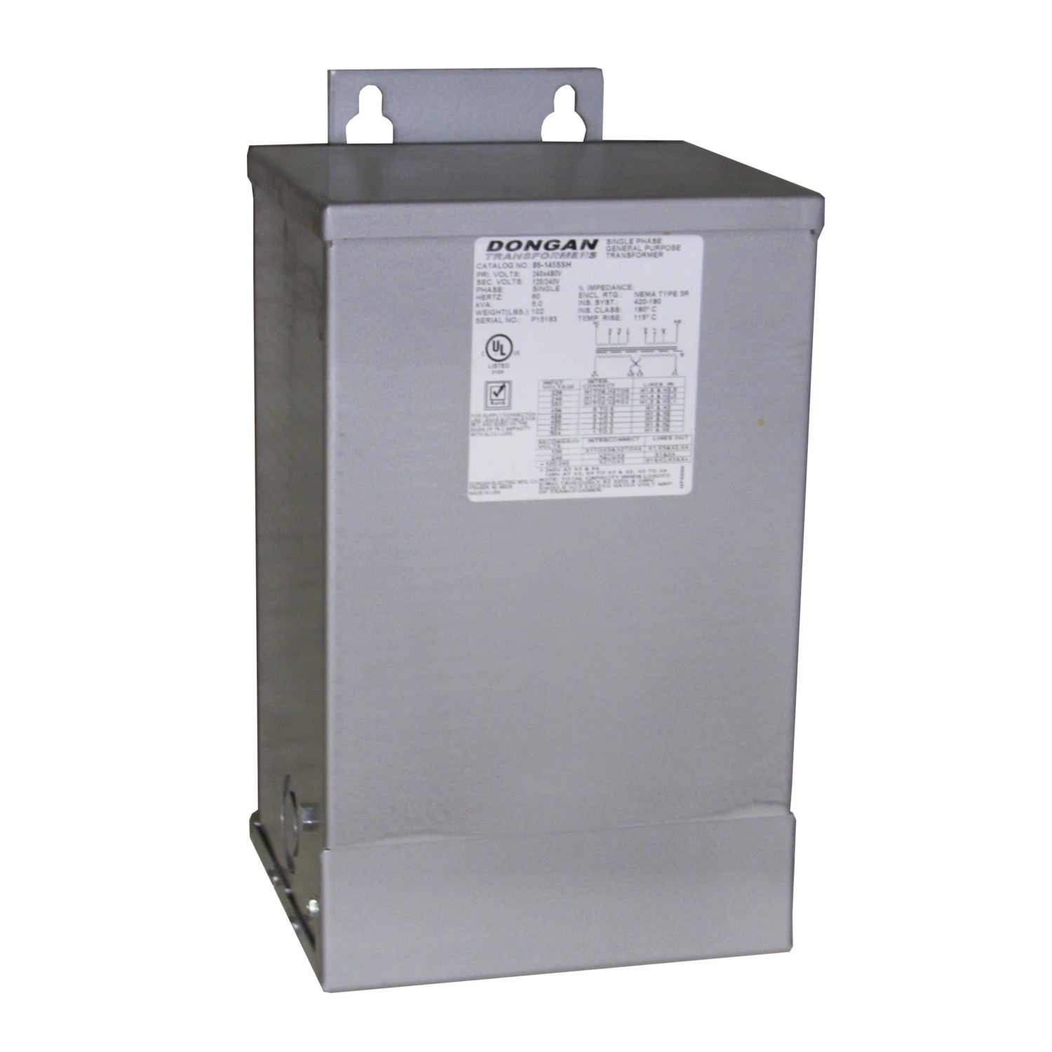 DONGAN 85-1455SH SINGLE PHASE GENERAL PURPOSE TRANSFORMER 5.0 KVA