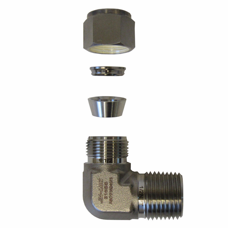 1/2 Tube X 1/2 MNPT Compression Fitting - 316 Stainless Steel