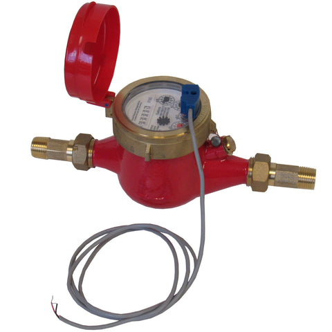 PRM 1/2 Inch Multi-Jet Brass Totalizing Hot Water Meter with Pulse Output