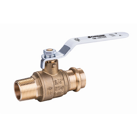 Jomar 150-574G 3/4 Inch Lead Free Brass Ball Valve, 6 Piece, Full Port, Press x MIP Connection, 250 WOG - Carton of 10