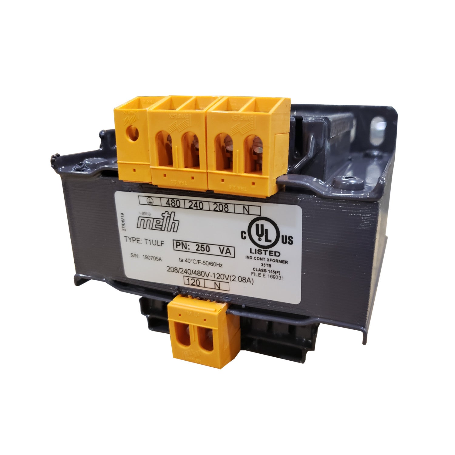 Tecnomatic Panel Mount T1ULF Multi Voltage Control Transformer 250VA, Single Phase, UL Listed