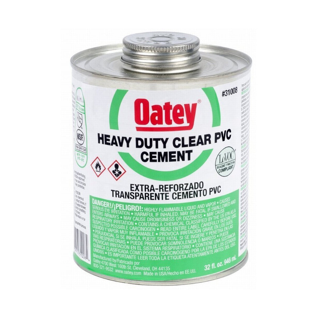 Oatey Heavy Duty Clear PVC Cement, 32 Fl. Oz.