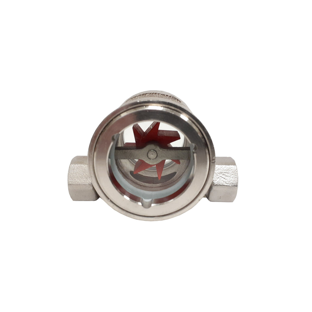 PRM Sight Flow Indicator, 1/4 Inch, 304 Stainless Steel, PTFE Seal and Impeller