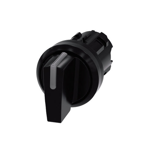 Siemens 3SU1002-2BL10-0AA0 Plastic Selector Switch, Illuminable, 22mm, Round, 3 Position, Black