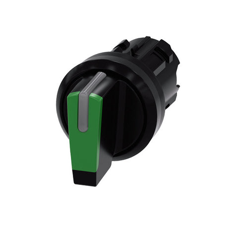 Siemens 3SU1002-2BP40-0AA0 3SU1 Plastic Selector Switch, Illuminable, 22mm, Round, 3 Position, Green