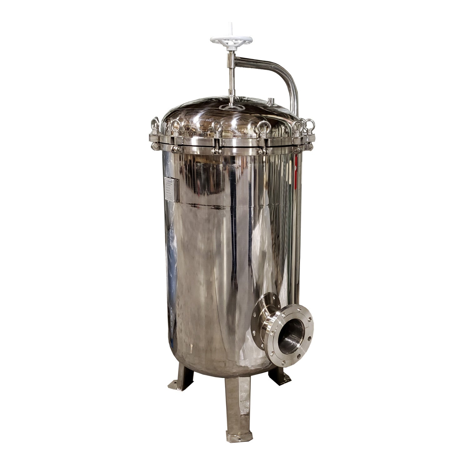 6" Flange Connection Side View of #2 Stainless Steel 6 Bag Multi-Filter Housing
