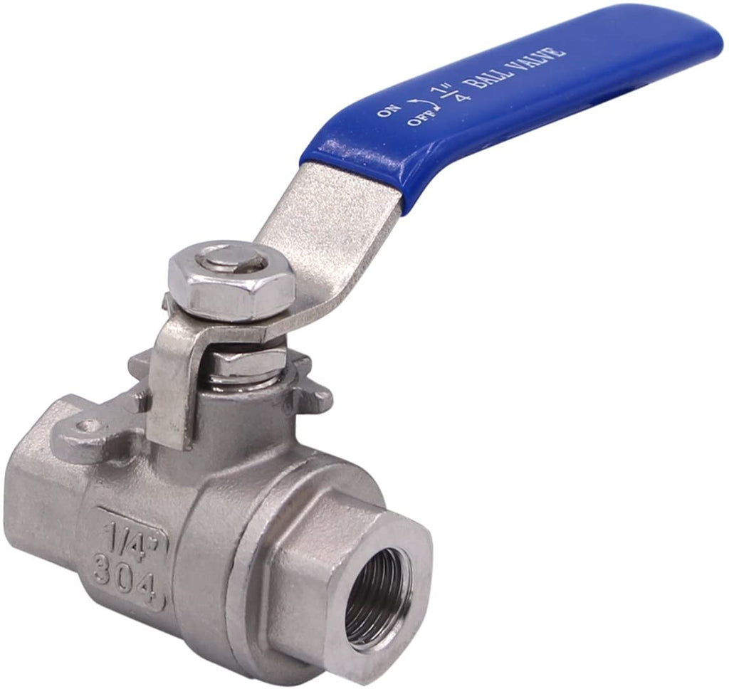 TANA 1/4 Inch Full Port Ball Valve Stainless Steel 304 Heavy Duty for Water, Oil, and Gas with Blue Vinyl Handle (1/4" NPT)