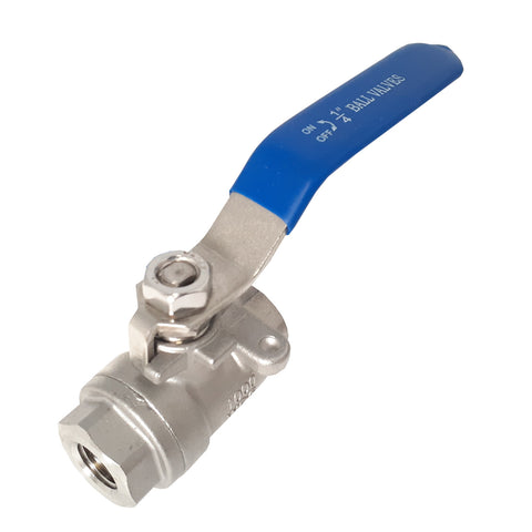 TJ Valve 1/4 Inch Full Port Ball Valve Stainless Steel 304 Heavy Duty for Water, Oil, and Gas with Blue Vinyl Handle (1/4" NPT)