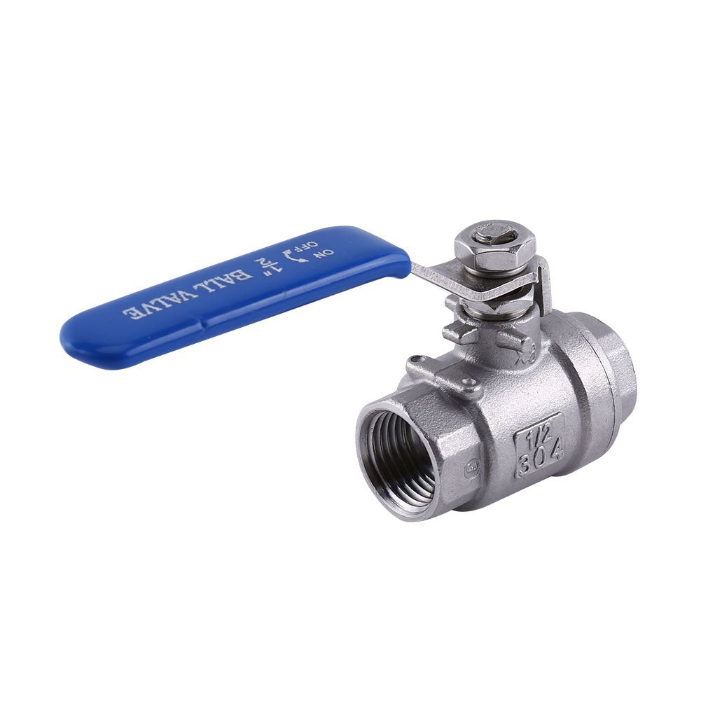 TANA 1/2 Inch Full Port Ball Valve Stainless Steel 304 Heavy Duty for Water, Oil, and Gas with Blue Vinyl Handle (1/2" NPT)