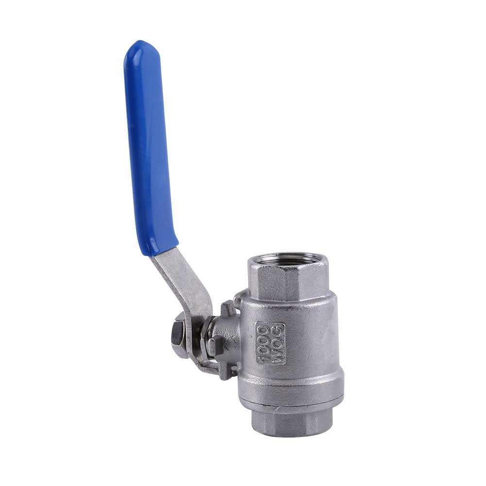 TJ Valve 1/2 Inch Full Port Ball Valve Stainless Steel 316 Heavy Duty for Water, Oil, and Gas with Blue Vinyl Handle (1/2" NPT)