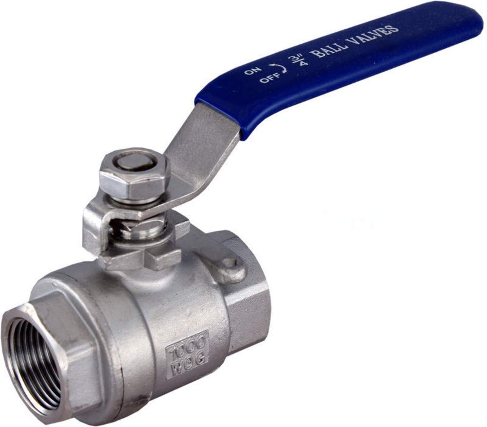 TANA 3/4 Inch Full Port Ball Valve Stainless Steel 304 Heavy Duty for Water, Oil, and Gas with Blue Vinyl Handle (3/4" NPT)