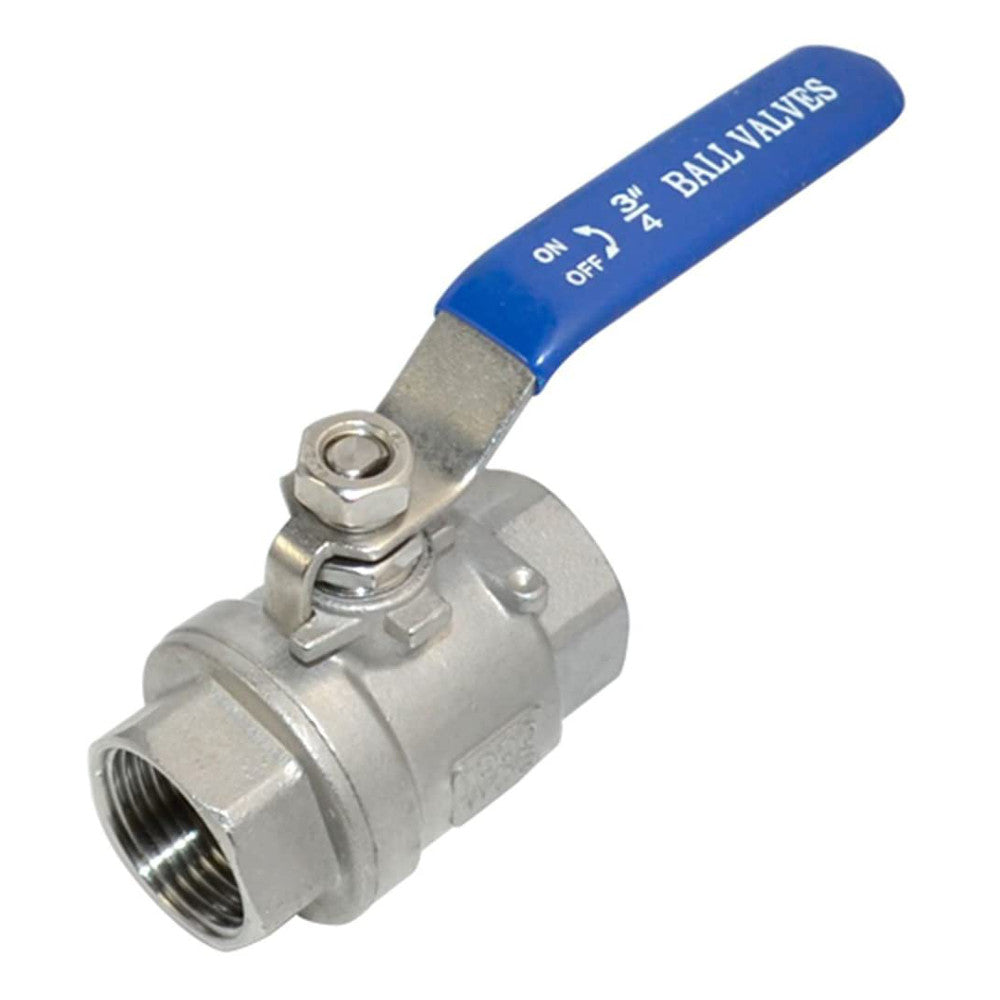 TJ Valve 3/4 Inch Full Port Ball Valve Stainless Steel 304 Heavy Duty for Water, Oil, and Gas with Blue Vinyl Handle (3/4" NPT)