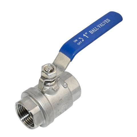 TJ Valve 1 Inch Full Port Ball Valve Stainless Steel 304 Heavy Duty for Water, Oil, and Gas with Blue Vinyl Handle (1" NPT)