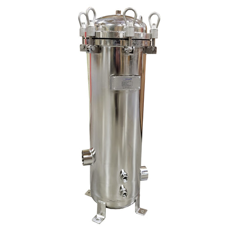 PRM Stainless Steel 5 Cartridge Filter Housing, Uses 20" Cartridges, 2 Inch NPT In/Out