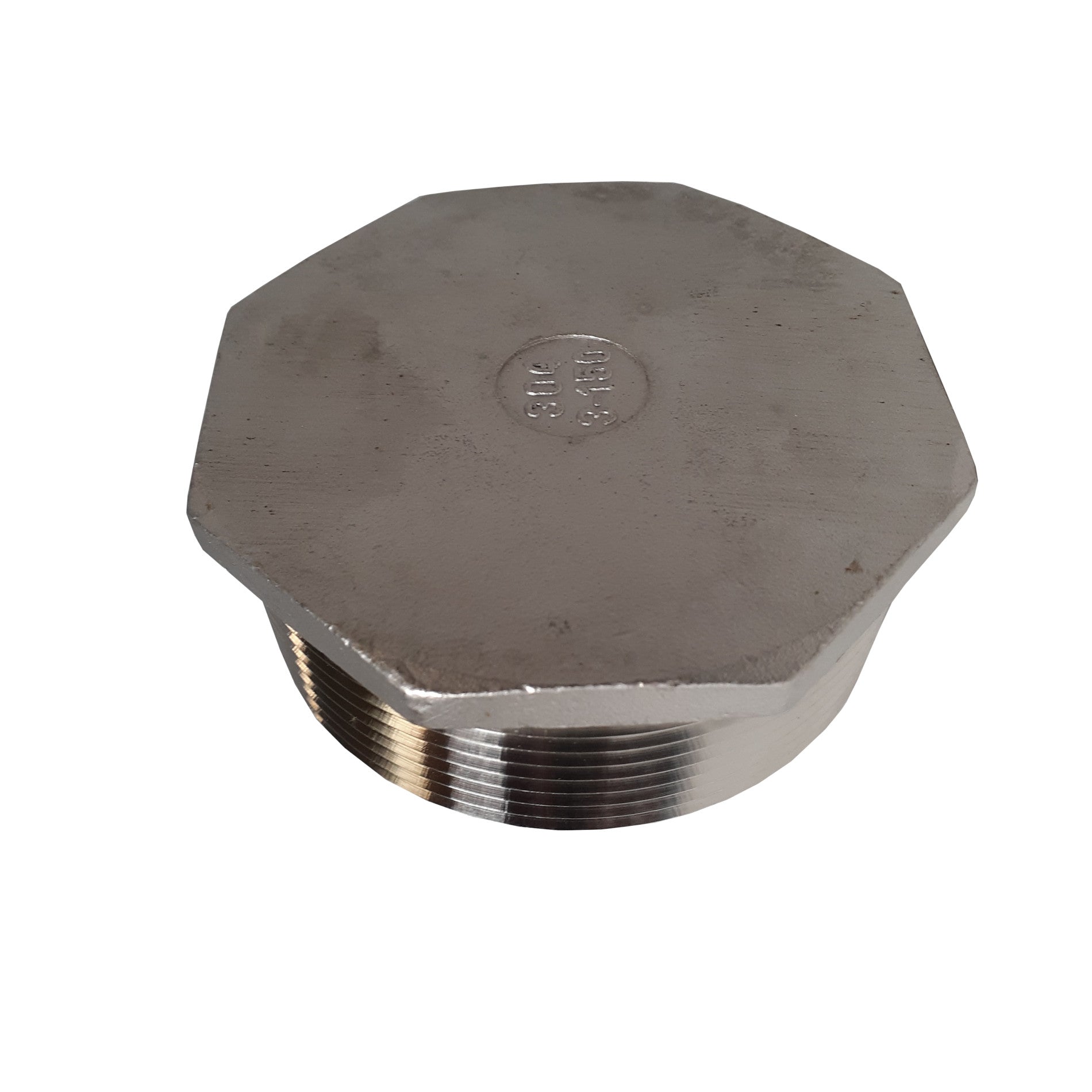 3 Inch NPT Threaded Stainless Steel Hex End Plug, 304 SS, 150#