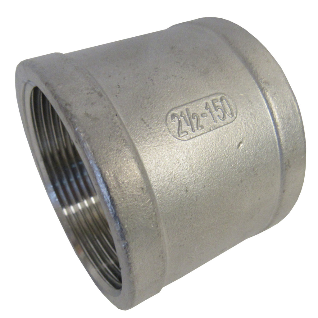 Stainless Steel Straight Coupling, 304 SS, Class 150 - 1-1/2 Inch NPT