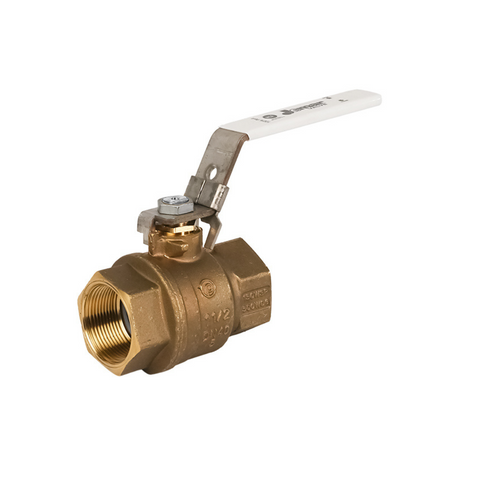 Jomar 100-407SSGLH 1-1/2 Inch Lead Free Brass Ball Valve, 2 Piece, Full Port, Threaded Connection, SS Ball & Stem, Latch Lock, 600 WOG