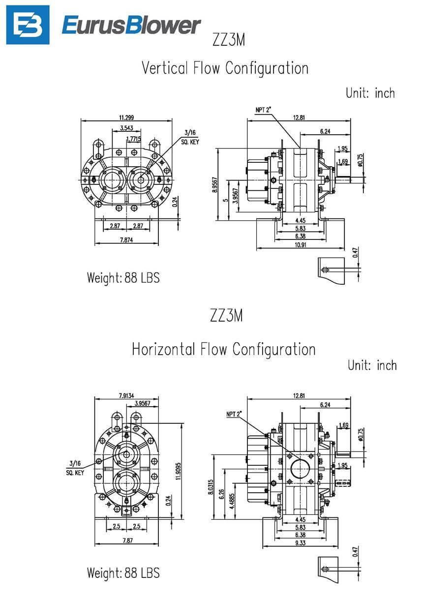 Eurus ZZ3M Positive Displacement Blower